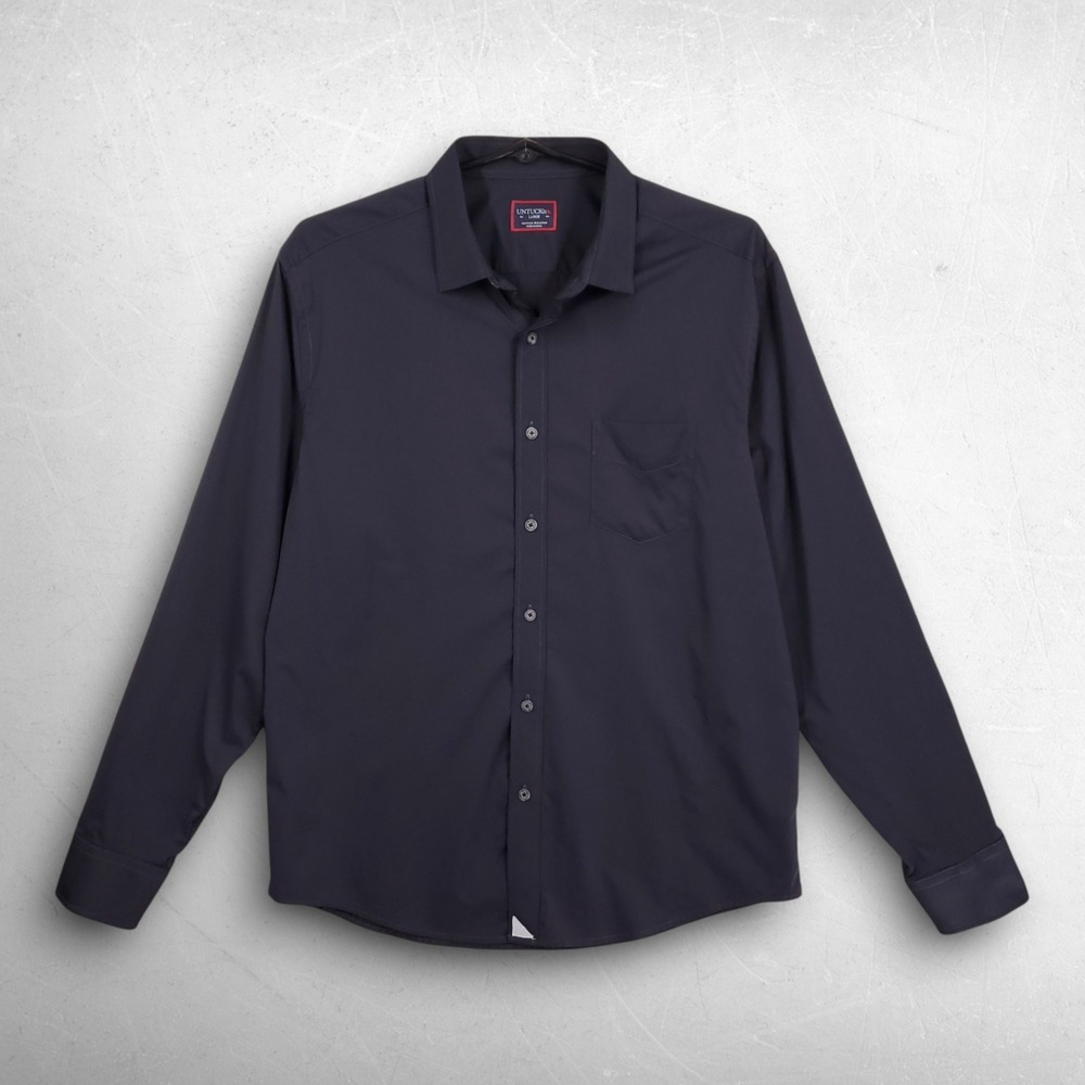 UNTUCKit Gironde Performance Button Down Mens Large Black Gorpcore Techwear Golf